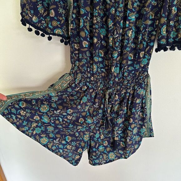 Anthropologie Raga Kassie Pom-Pom Floral Off the Shoulder Romper - Picture 5 of 8